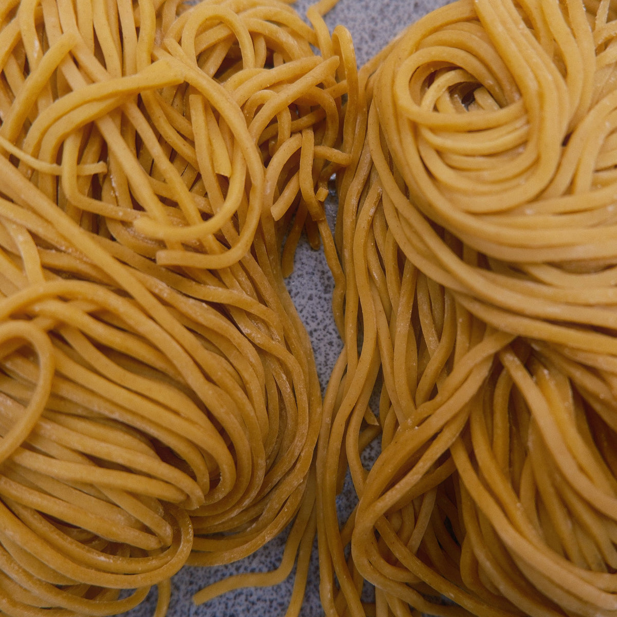 Close up of golden Sapporo style noodles